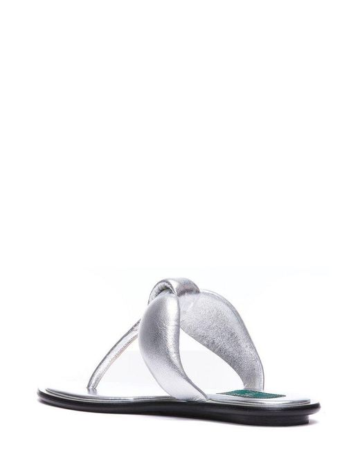 Emilio Pucci White Metallic Effect Open Toe Sandals