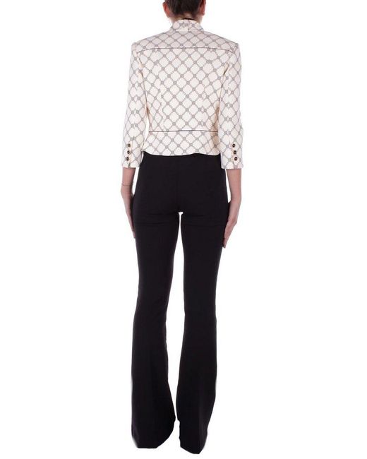 Elisabetta Franchi Blue Printed Stretch Crêpe Jacket