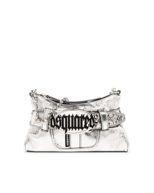 DSquared² White Gothic Logo-plaque Zipped Clutch Bag