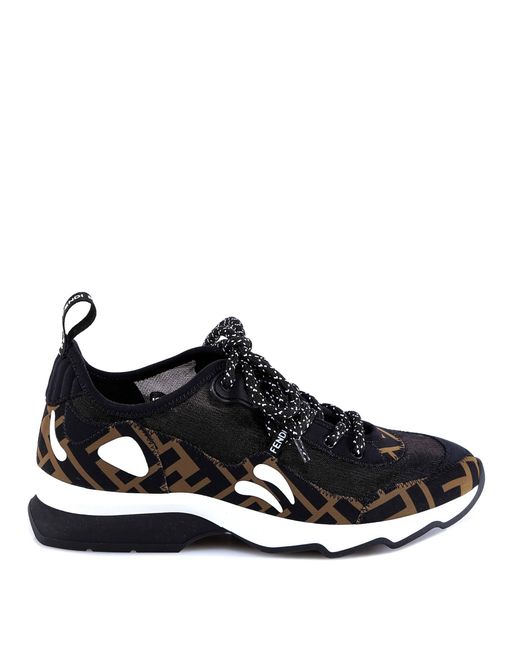 Fendi Brown Ff Motif Technical Mesh Sneakers