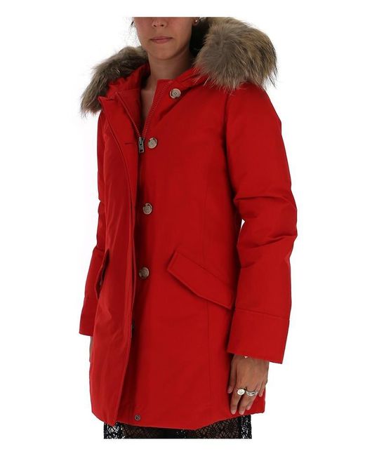 Woolrich Red Arctic Parka Fur Racoon
