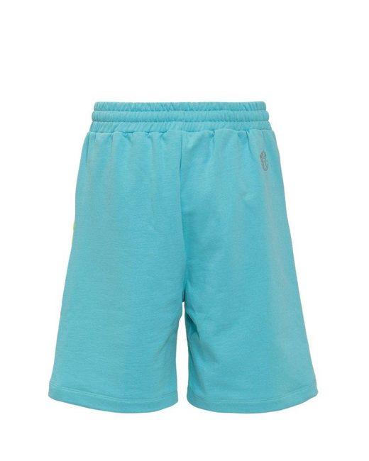 Barrow Blue Smiley-patch Knee-length Shorts for men