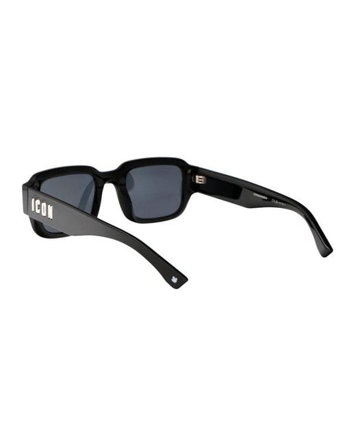 DSquared² Black Icon Square Frame Sunglasses for men