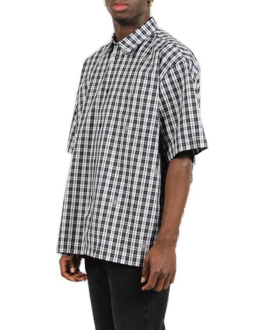 Givenchy Gray 4g Checked Short-sleeved Shirt for men