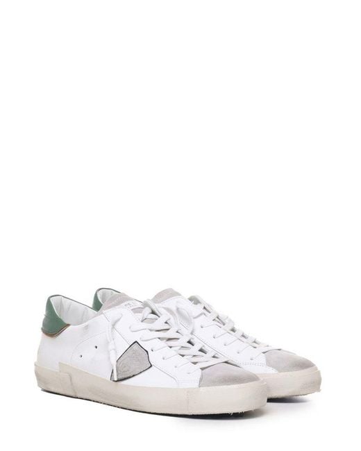 Philippe Model White Logo Patch Low-top Sneakers for men