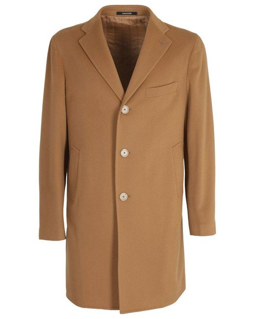 Tagliatore Brown Notched-lapels Single-breasted Coat for men