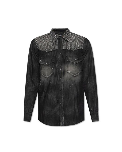 DSquared² Black Shirt With Crystals, for men