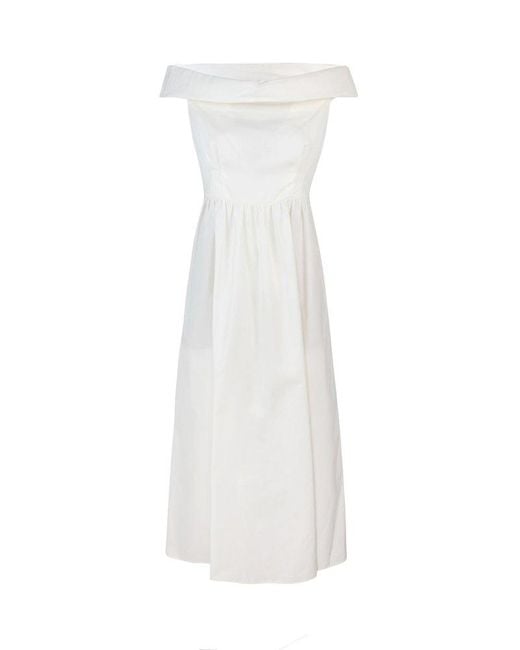 Weekend by Maxmara White Off-The-Shoulder Midi Dress