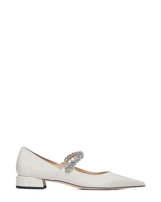 Jimmy Choo Natural Bing Embellished Flat Shoes