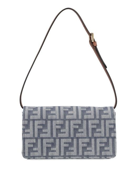 Fendi Metallic Baguette Ff Jacquard Chain-Linked Wallet
