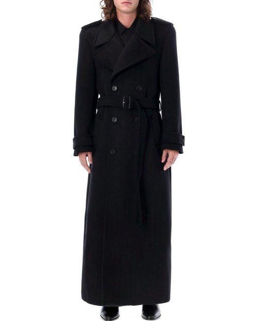 Saint Laurent Black Wool Trench Coat for men