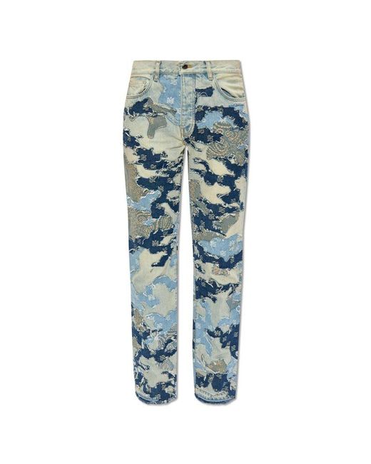 Amiri Blue Raw-trimmed Jeans, for men