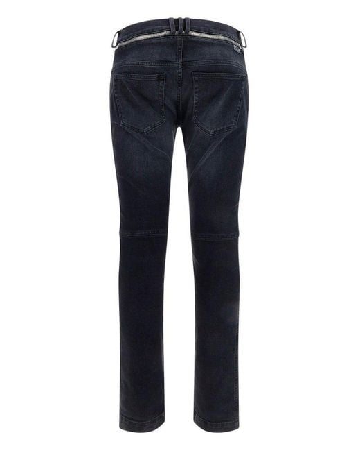 Balmain Blue Zipped-belt Skinny Jeans for men