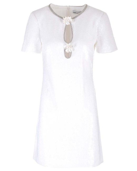 Self-Portrait White Mini Dress With Sequins