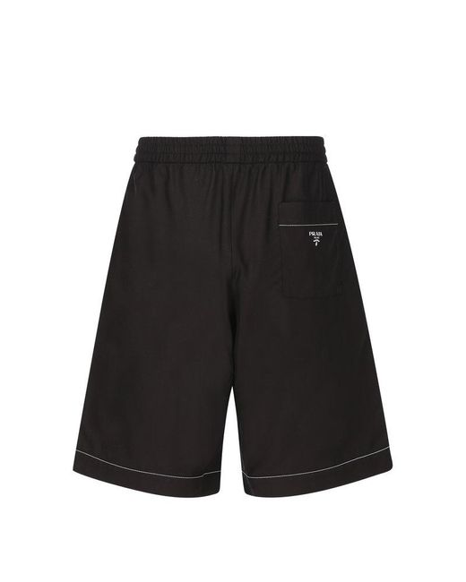 Prada Black Logo Printed Pocket Detailed Shorts for men