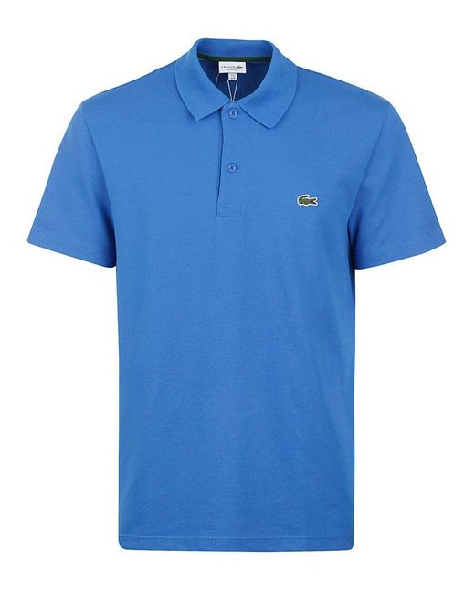 Lacoste Blue Logo-embroidered Short-sleeved Polo Shirt for men