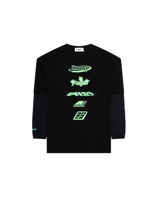 Maison Mihara Yasuhiro Hank Printed Long Sleeve T-shirt in Black