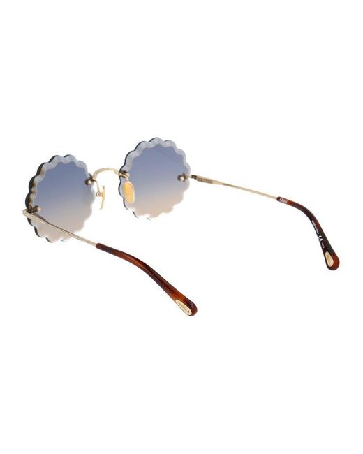 Chloé Blue Round Scalloped Frame Sunglasses