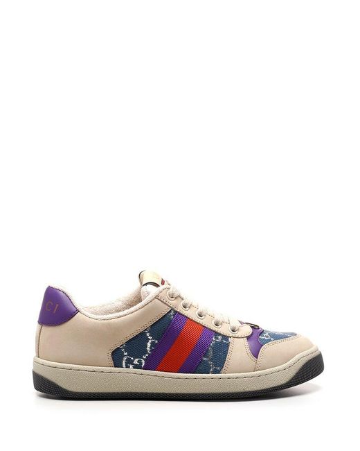 Gucci White Web Screener Sneakers