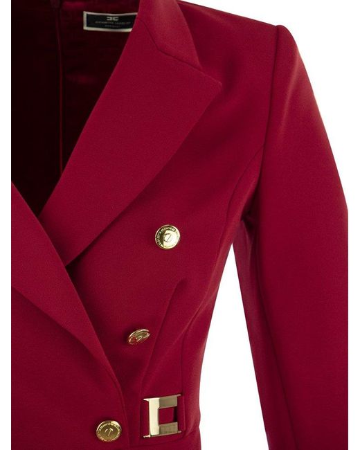 Elisabetta Franchi Robe-manteau In Double Crepe With Godet Skirt in Red |  Lyst Australia