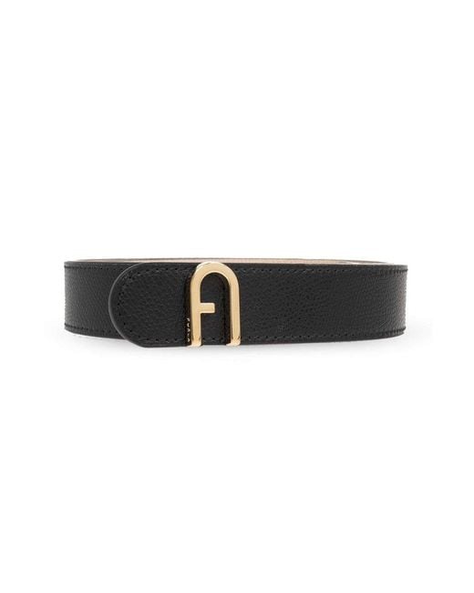 Furla Black Logo-engraved Belt