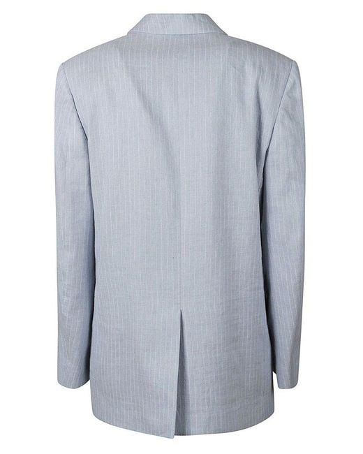 Iceberg Blue Pinstriped Double-breasted Blazer