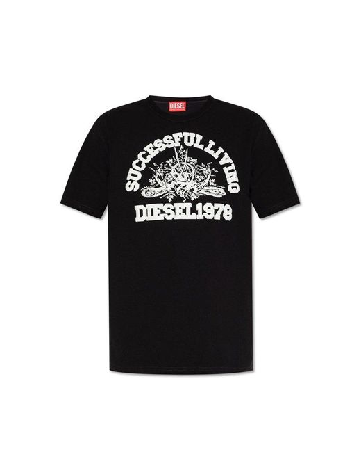 DIESEL Black 't-justil-n1' T-shirt With Print, for men