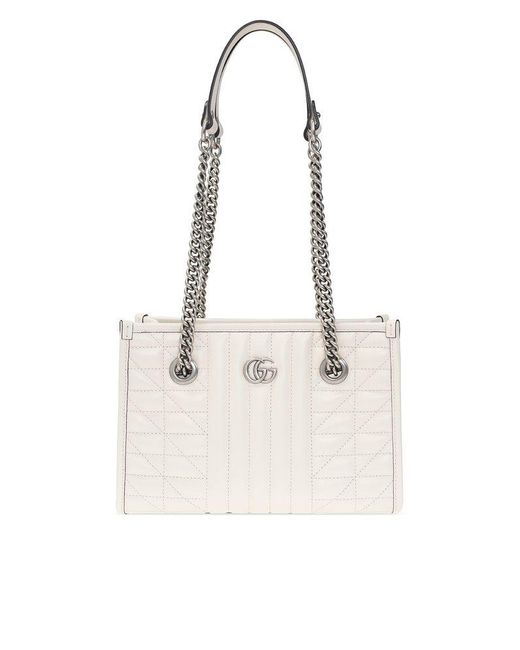 Gucci White GG Marmont Small Tote Bag
