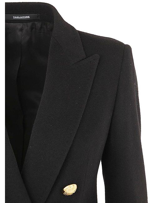 Tagliatore Black Double-breasted Mid-length Coat