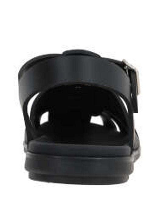 Prada Black Logo Plaque Round-toe Sandals for men
