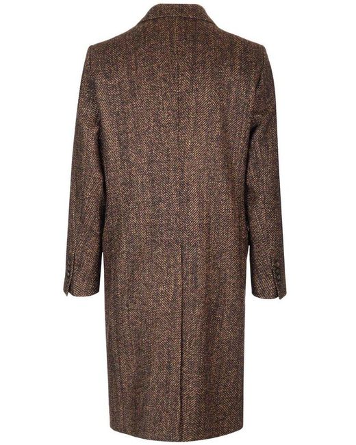 Dolce & Gabbana Brown Wool And Alpaca Herringbone Coat for men