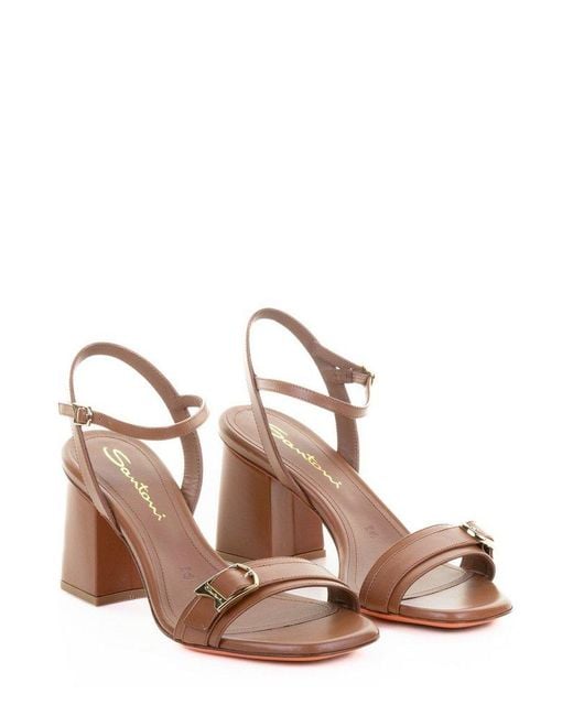 Santoni Pink Buckle Detailed Open Toe Sandals