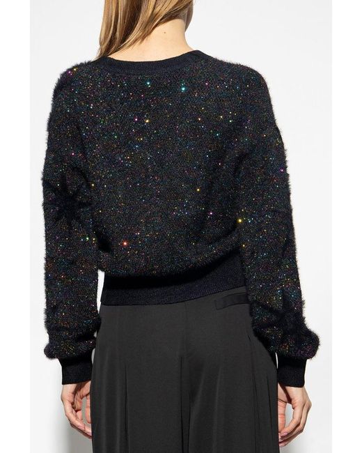 Diane von Furstenberg Black Sequin-embellished Knit Cardigan