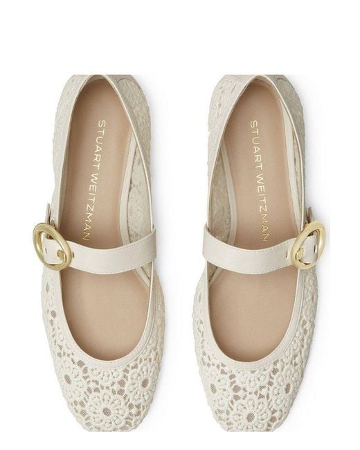 Stuart Weitzman White Arabella Mary Jane Ballet Flats