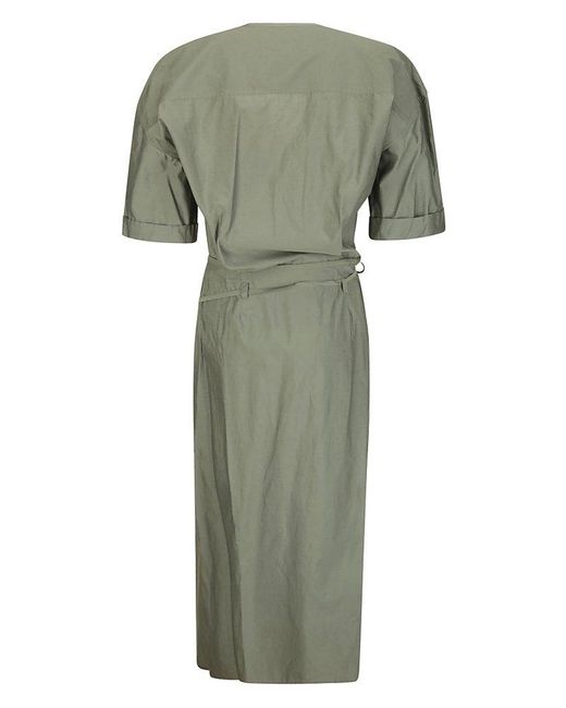 Lemaire Green Short Sleeve Wrap Dress
