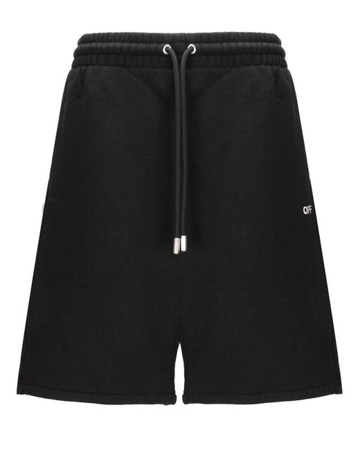 Off-White c/o Virgil Abloh Black Logo Embroidered Drawstring Shorts for men