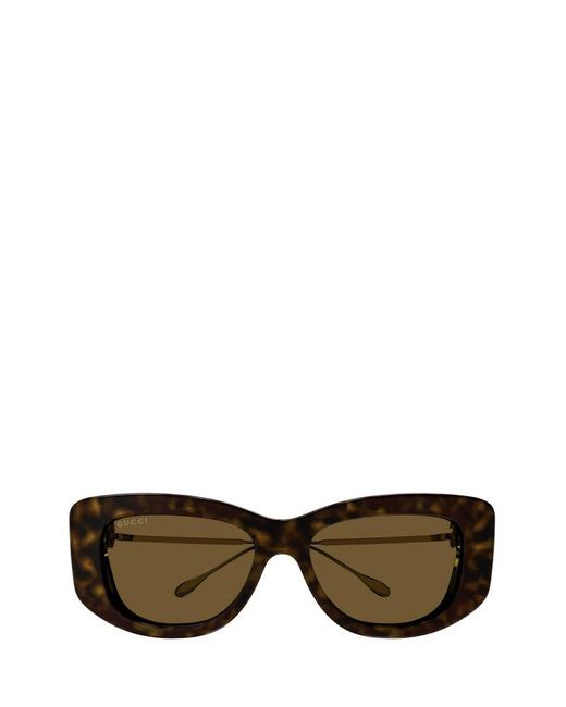 Gucci Brown Specialized Fit Rectangular Frame Sunglasses