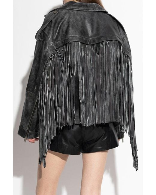 Gestuz Black Jaggy Jacket With Fringe Detail