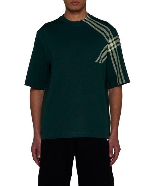 Burberry Green Checked Crewneck T-shirt for men