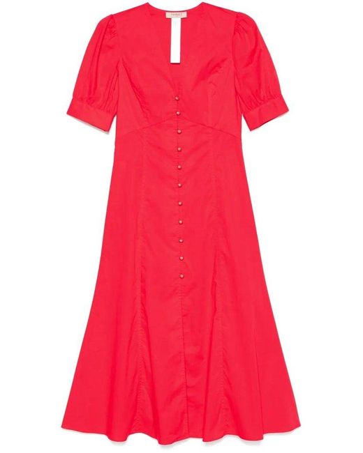 Twinset Red Button-Front Midi Dress