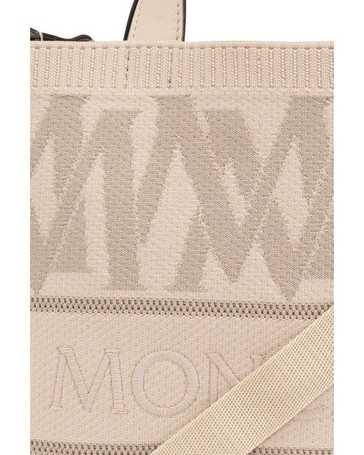 Moncler Natural Logo Embroidered Knit Tote Bag