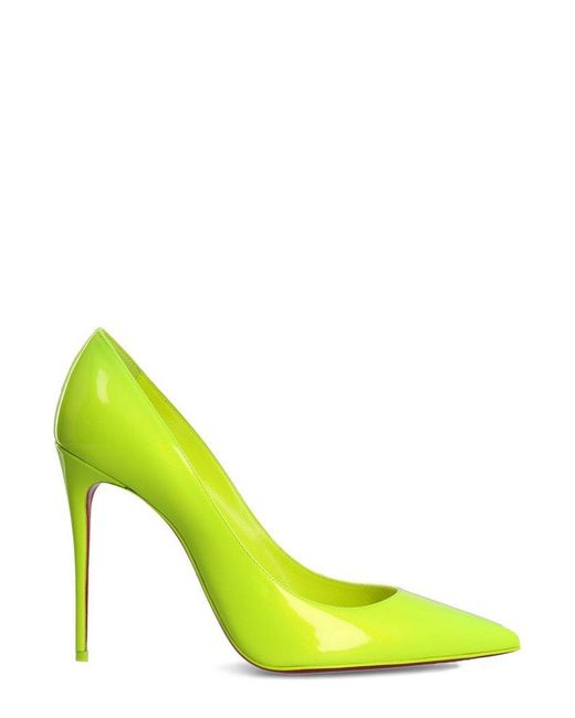 Christian Louboutin Green Kate Pointed Toe Pumps