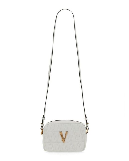 Versace White Virtus Quilted Crossbody Bag