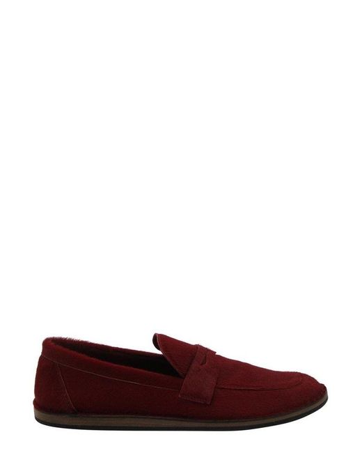 The Row Red Cary Round Toe Loafers