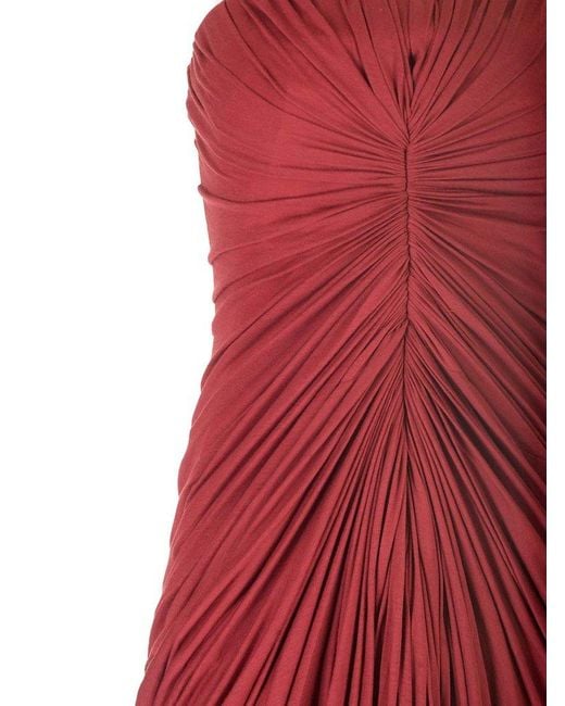 Rick Owens Red Long Draped Bustier Dress