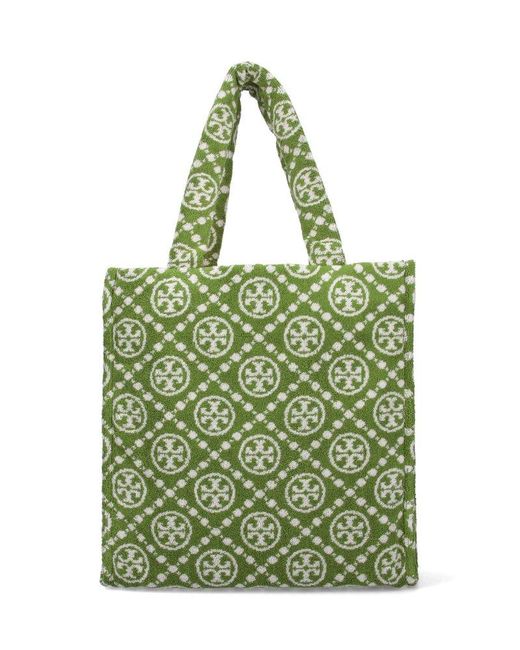 Tory Burch Green "t-monogram" Terry Tote Bag