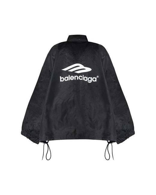 Balenciaga Logo Embroidery Windbreaker in Black | Lyst