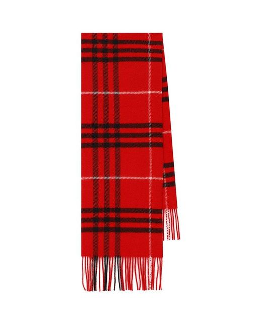 Burberry Red Check Wool Cashmere Scarf