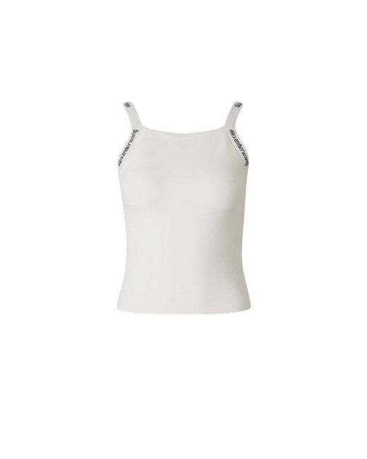Alexander Wang Jacquard Logo Knitted Tank Top in White | Lyst