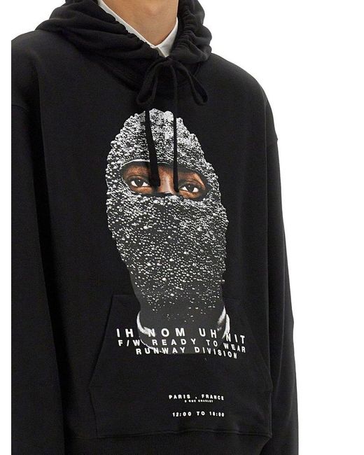 Ih Nom Uh Nit Black Mask Drawstring Hoodie for men
